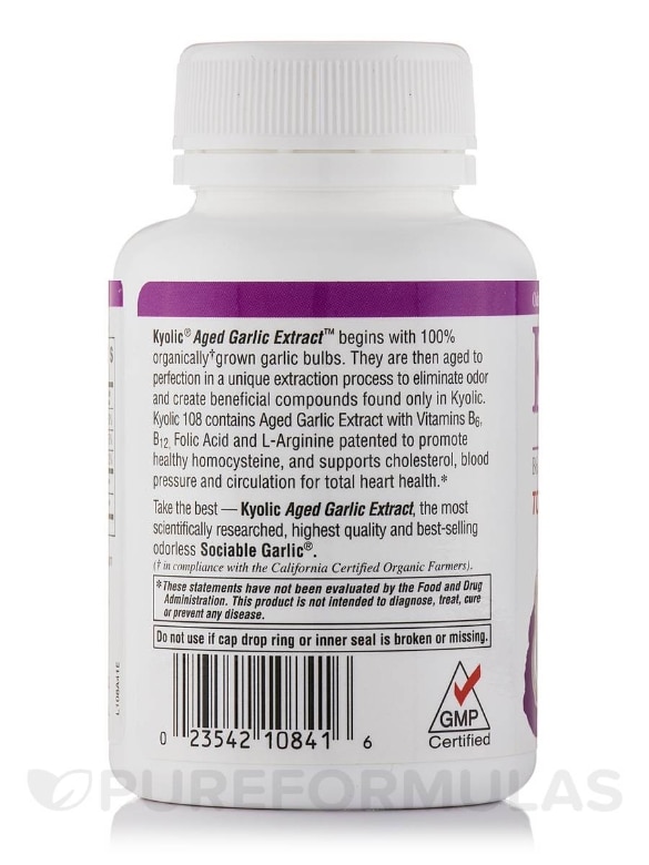 Kyolic® Aged Garlic Extract™ - Total Heart Health Formula 108 - 100 Capsules - Alternate View 2