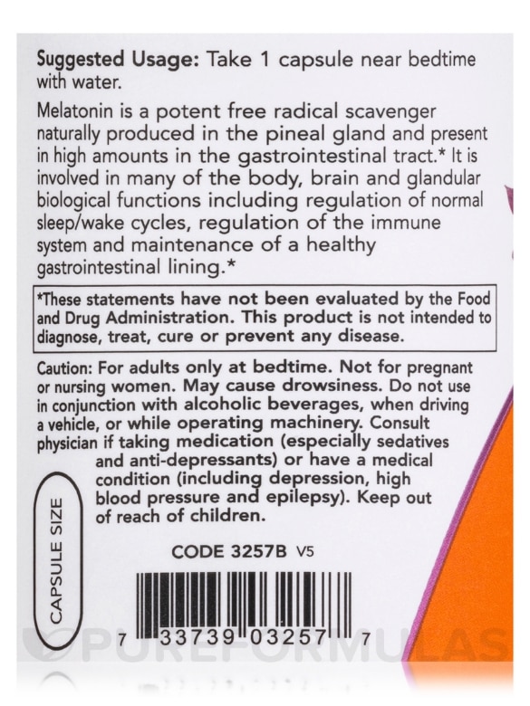 Melatonin 3 mg - 180 Capsules - Alternate View 4
