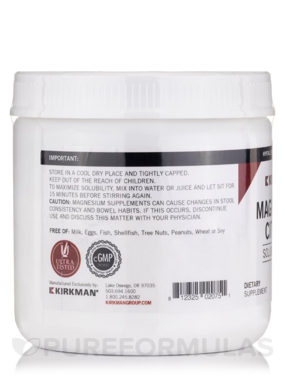 Magnesium Citrate Soluble Powder -Hypoallergenic - 8 oz (227 Grams) - Alternate View 2