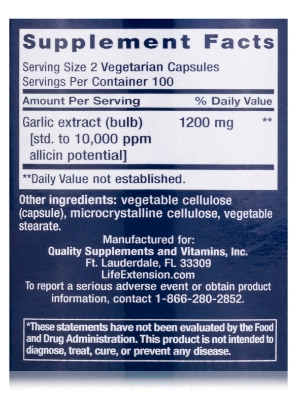 Optimized Garlic - 200 Vegetarian Capsules - Alternate View 3