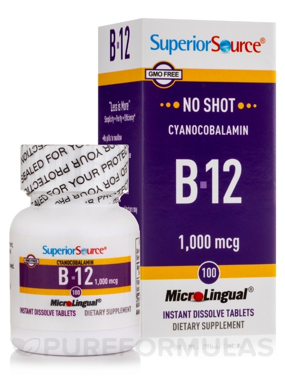 NO SHOT Cyanocobalamin B-12 1,000 mcg - 100 MicroLingual® Tablets - Alternate View 1