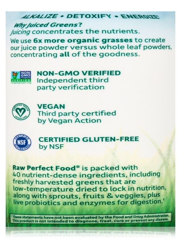 Raw Perfect Food® - Green Superfood Juiced Greens - 240 Vegan Capsules - Alternate View 4