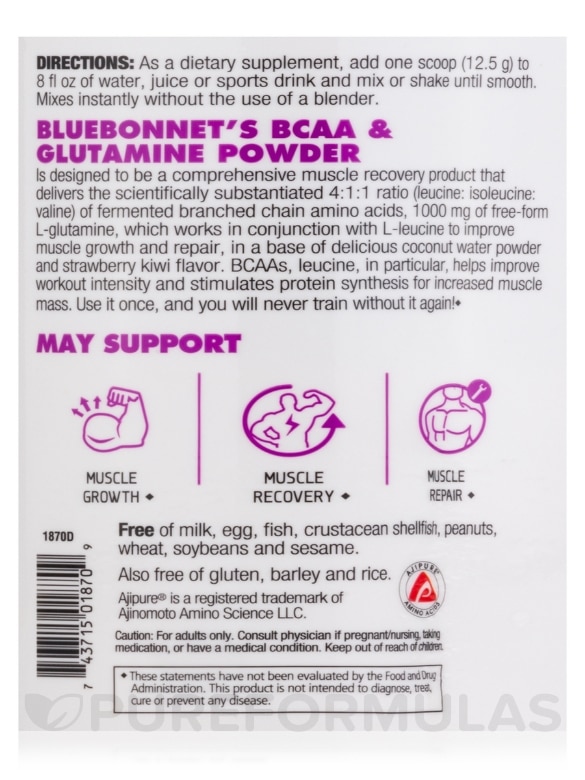 Extreme Edge® BCAA Plus Glutamine Powder, Strawberry Kiwi Flavor - 13.23 oz (375 Grams) - Alternate View 4