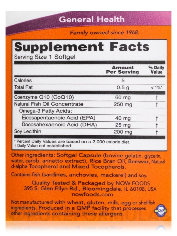 CoQ10 60 mg with Omega 3 Fish Oils - 60 Softgels - Alternate View 3