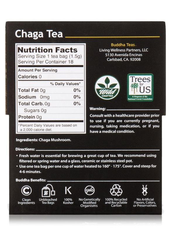 Organic Chaga Mushroom Tea - 18 Tea Bags - Alternate View 4
