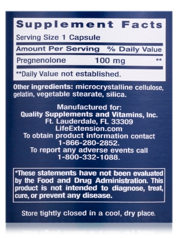 Pregnenolone 100 mg - 100 Capsules - Alternate View 3
