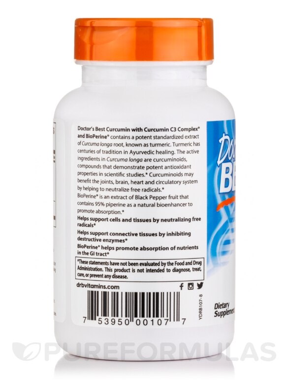 Curcumin C3 Complex® with BioPerine® 500 mg - 120 Capsules - Alternate View 2