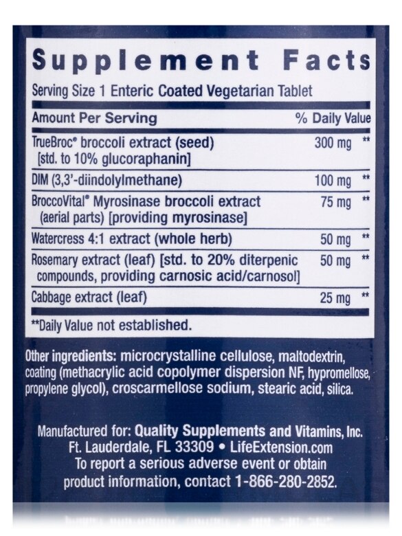 Optimized Broccoli and Cruciferous Blend - 30 Enteric Coated Tablets - Alternate View 3