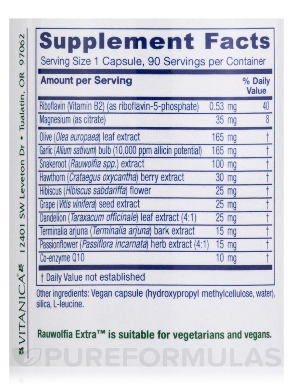 Rauwolfia Extra (Professional Formula) - 90 Vegetarian Capsules - Alternate View 3