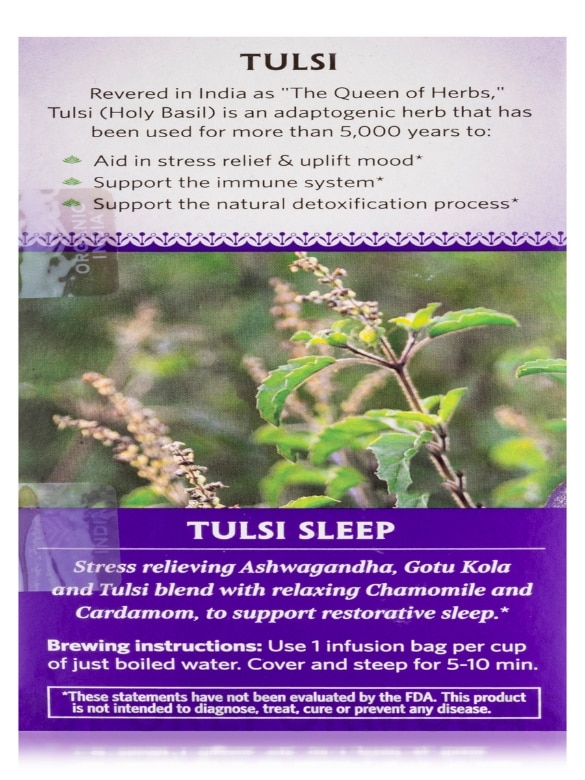 Tulsi Sleep Tea (Caffeine-Free) - 18 Infusion Bags - Alternate View 7