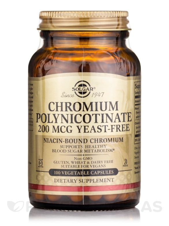 Chromium Polynicotinate 200 mcg Yeast-Free - 100 Vegetable Capsules