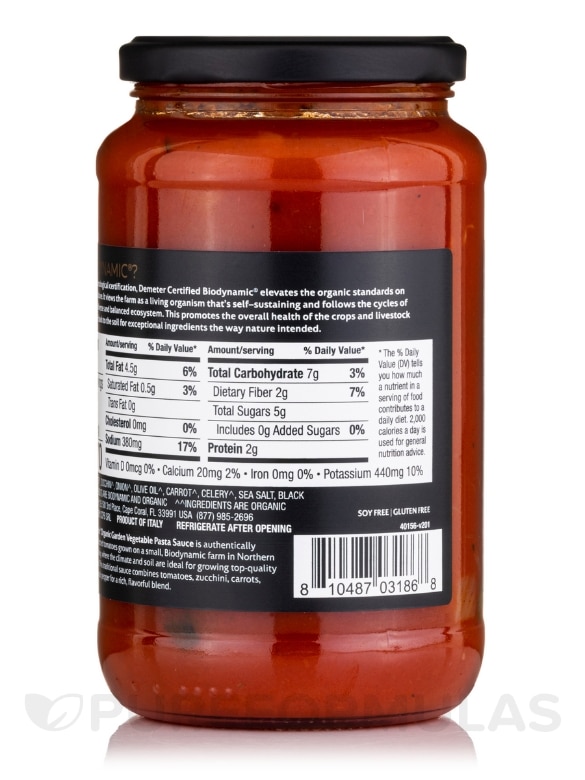 Biodynamic® Organic Garden Vegetable Italian Pasta Sauce - 19.7 oz (560 Grams) - Alternate View 3