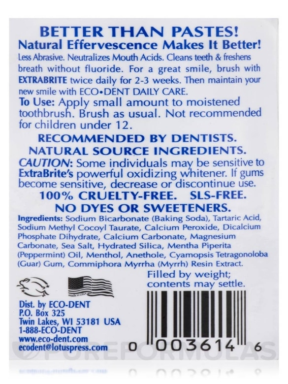 ExtraBrite® Baking Soda Toothpowder - Tooth Whitener without Fluoride