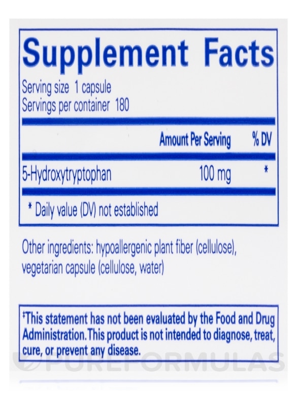 5-HTP (5-Hydroxytryptophan) 100 mg - 180 Capsules - Alternate View 4