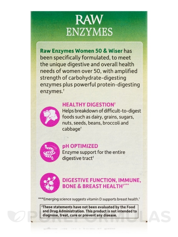 Raw Enzymes™ Women 50 & Wiser - 90 Vegetarian Capsules - Alternate View 6