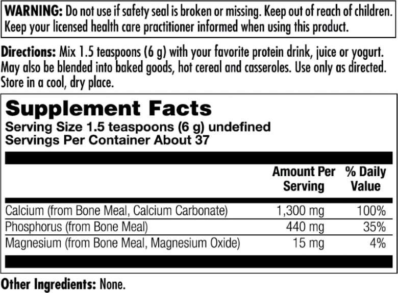 Bone Meal Powder, Unflavored - 8 oz (227 Grams) - Alternate View 1