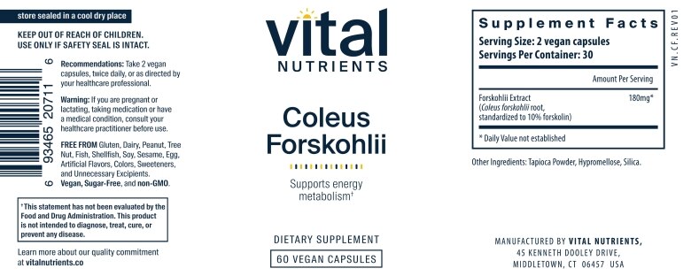 Coleus Forskohlii 10% - 90 mg - 60 Vegetarian Capsules - Alternate View 4