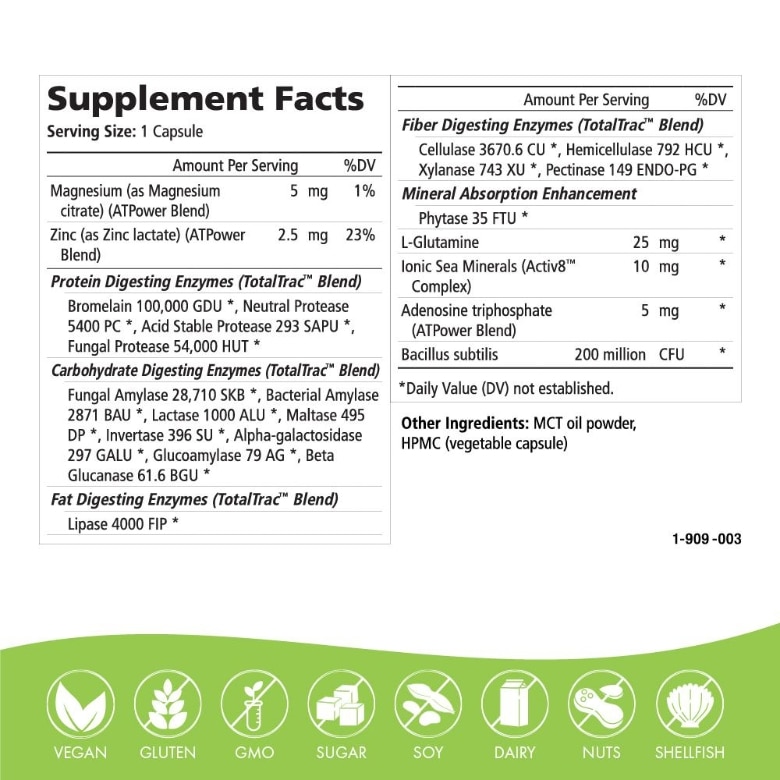 Real-Zymes™ Vegetarian Digestive Enzymes - 90 Vegi-Caps - Alternate View 1