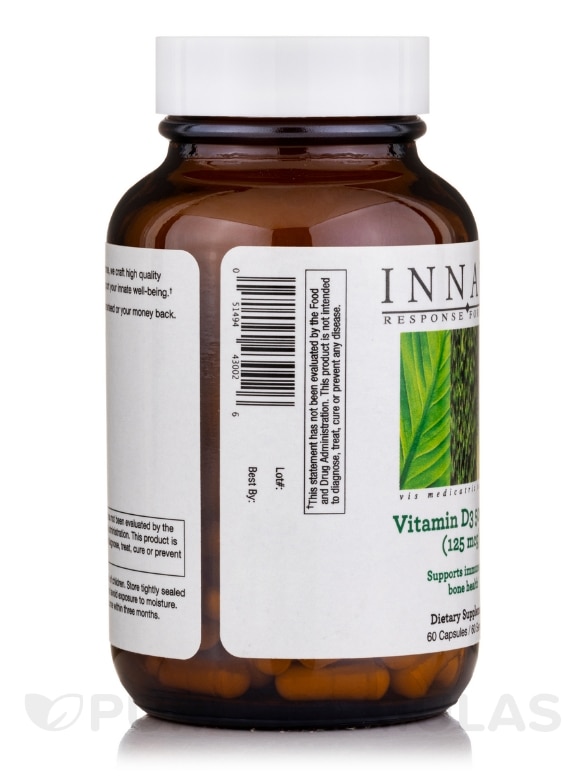 Vitamin D3 5000 IU (125 mcg) - 60 Capsules - Alternate View 3