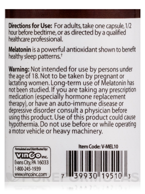Melatonin 10 mg - 60 Capsules - Alternate View 4