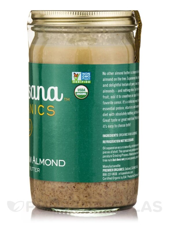 Organic Raw Almond Nut Butter - 14 oz (397 Grams) - Alternate View 1