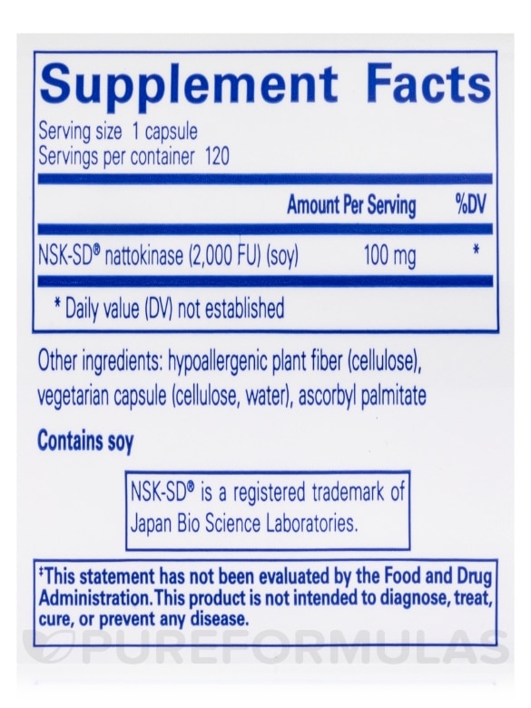 NSK-SD™ (Nattokinase) 100 mg - 120 Capsules - Alternate View 4