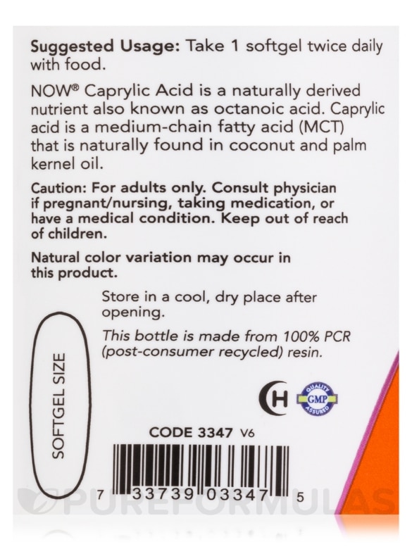 Caprylic Acid 600 mg - 100 Softgels - Alternate View 4