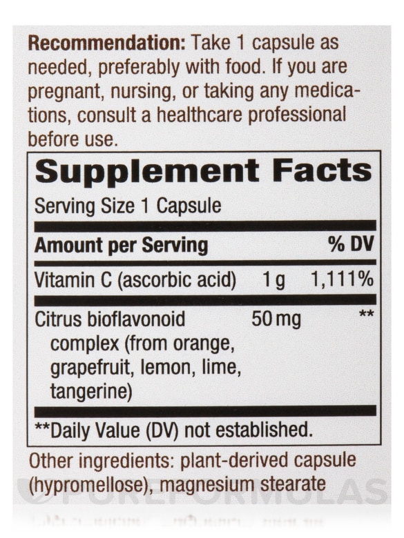 Vitamin C-1000 Bioflavonoids - 100 Vegan Capsules - Alternate View 4