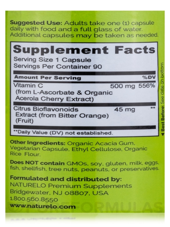 Vitamin C with Organic Acerola Cherries Plus Citrus Bioflavonoids - 90 Capsules - Alternate View 5
