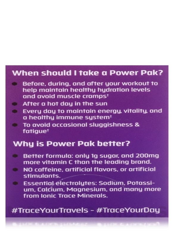 Electrolyte Stamina Power Pak, Concord Grape Flavor - 1 Box of 30 Single-serve Packets - Alternate View 7