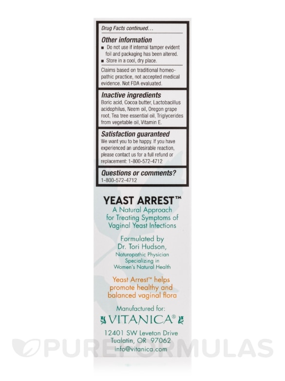 Yeast Arrest - 14 Vaginal Suppositories - Alternate View 6