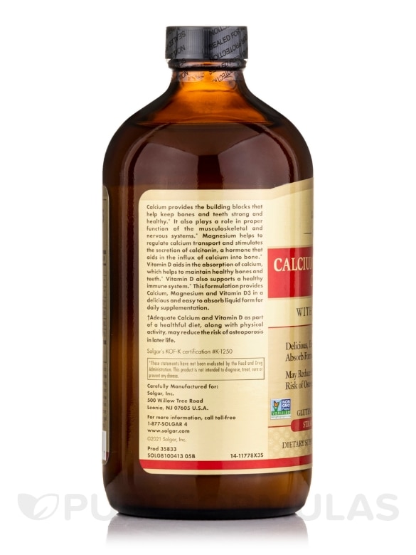 Liquid Calcium Magnesium Citrate with Vitamin D3- Natural Strawberry Flavor - 16 fl. oz (473 ml) - Alternate View 2