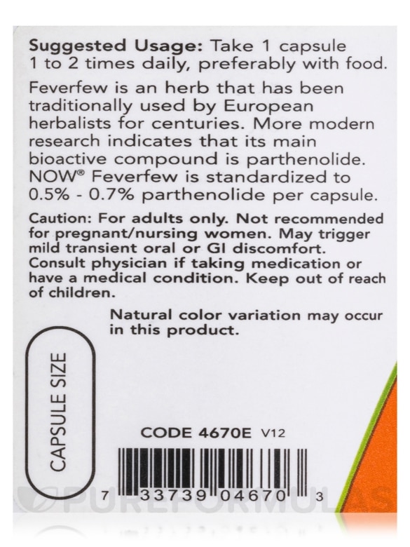 Feverfew 400 mg - 100 Veg Capsules - Alternate View 4