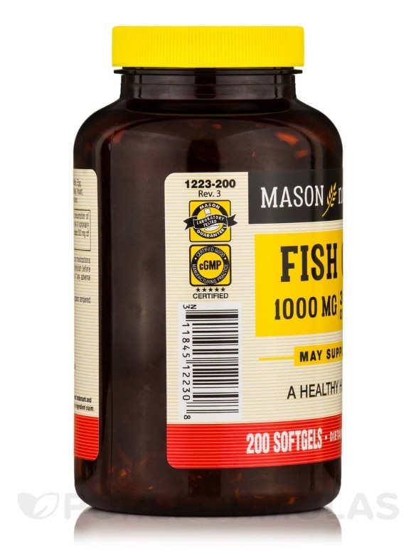 Fish Oil 1000 mg (300 mg Omega-3) - 200 Softgels - Alternate View 3
