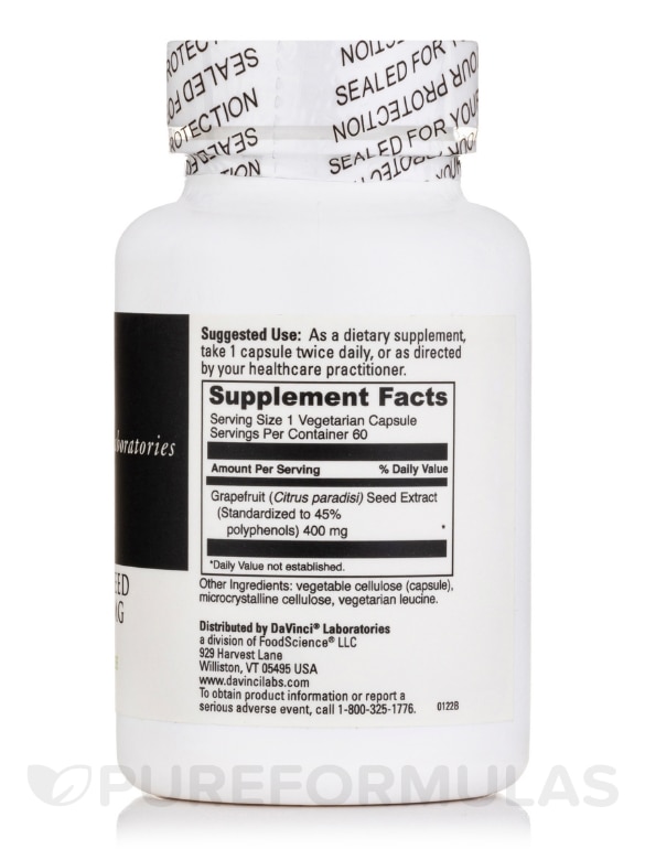 Grapefruit Seed Extract 400 mg - 60 Capsules - Alternate View 1