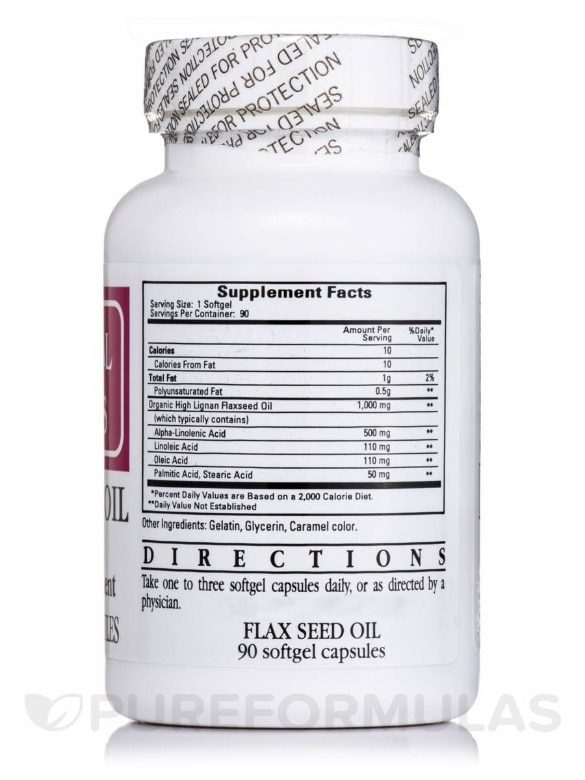 Flax Seed Oil 1000 mg - 90 Softgel Capsules - Alternate View 1