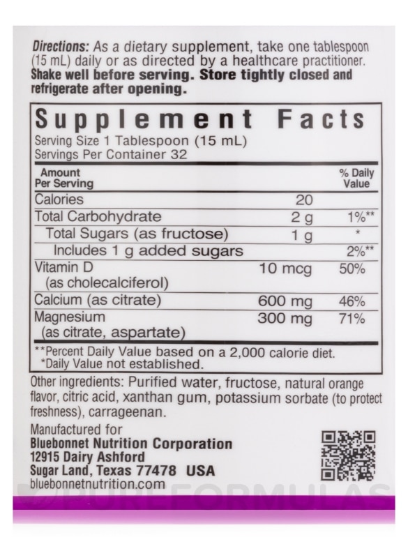 Liquid Calcium Magnesium Citrate Plus Vitamin D3, Orange Flavor (Milk-Free) - 16 fl. oz (472 ml) - Alternate View 3