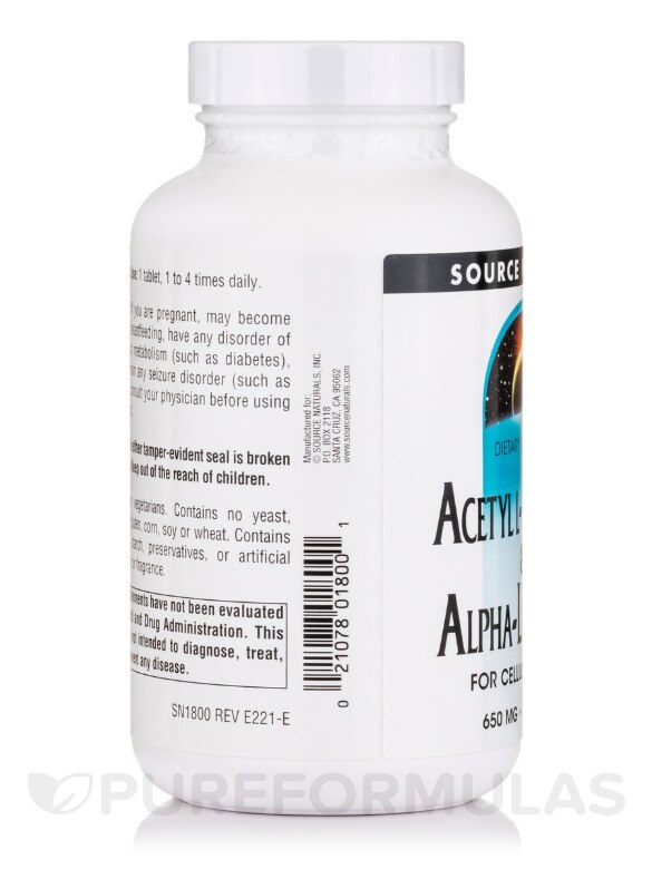 Acetyl L-Carnitine & Alpha-Lipoic Acid - 120 Tablets - Alternate View 3