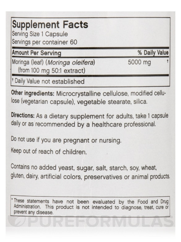 Moringa 5000 mg - 60 Vegetarian Capsules - Alternate View 3