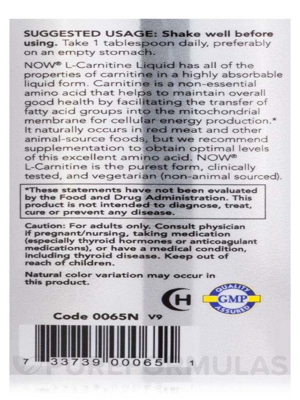 NOW® Sports - Liquid L-Carnitine 1000 mg, Citrus Flavor - 16 fl. oz (473 ml) - Alternate View 4