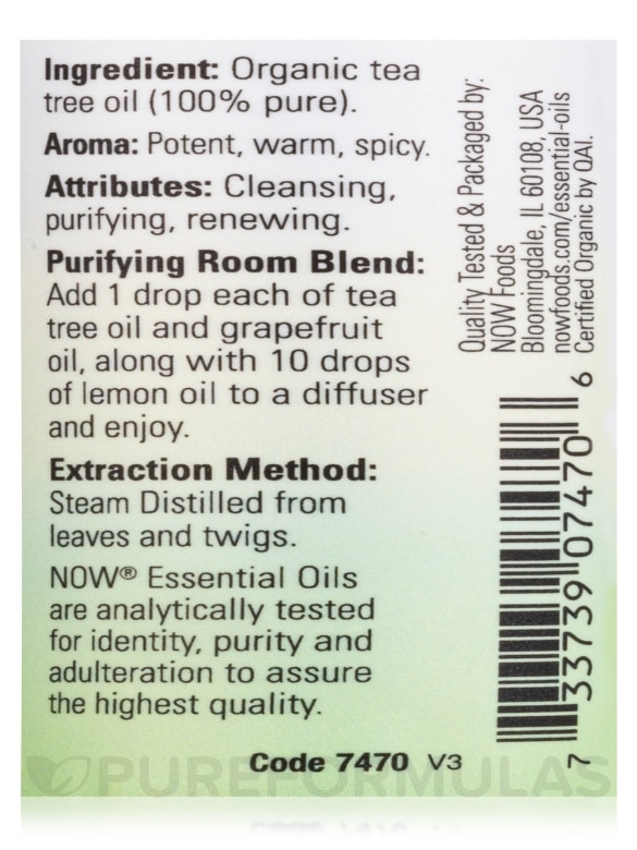 NOW® Organic Essential Oils - Tea Tree Essential Oil - 1 fl. oz (30 ml) - Alternate View 3