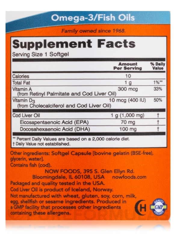 Cod Liver Oil Extra Strength 1,000 mg - 90 Softgels - Alternate View 3