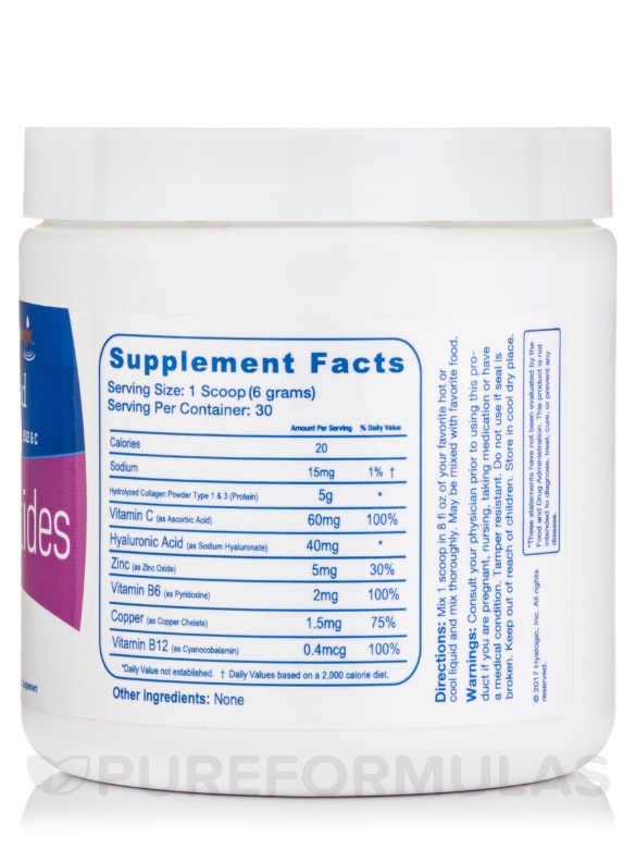 HA Collagen Powder (Hyaluronic Acid with Collagen Peptides) - 6.4 oz (180 Grams) - Alternate View 1