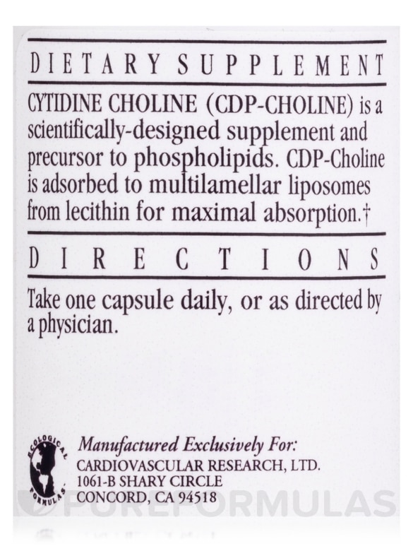Cytidine Choline (CDP-Choline) 250 mg - 60 Capsules - Alternate View 4