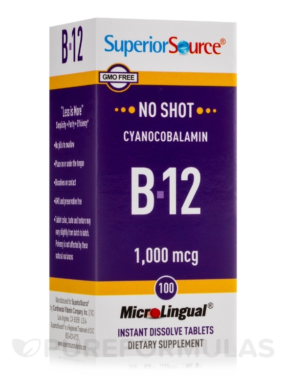 NO SHOT Cyanocobalamin B-12 1,000 mcg - 100 MicroLingual® Tablets