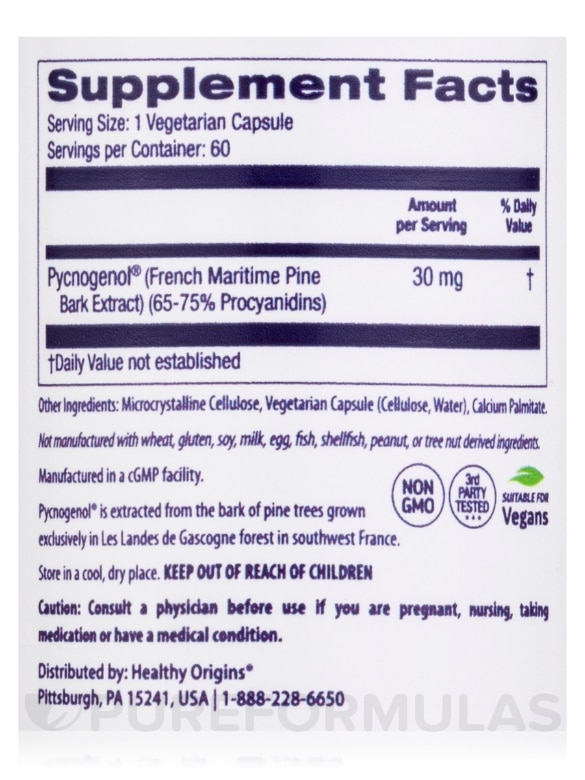 Pycnogenol 30 mg - 60 Veggie Capsules - Alternate View 3
