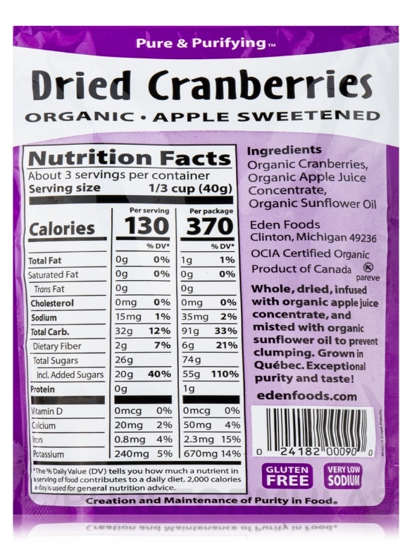 Dried Cranberries Apple Sweetened - 4 oz (113 Grams) - Alternate View 2