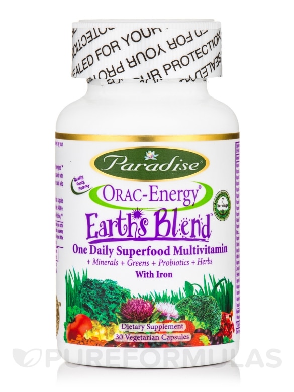 Earth's Blend® One Daily Superfood Multi-Vitamin (with Iron) - 30 Vegetarian Capsules - Alternate View 6