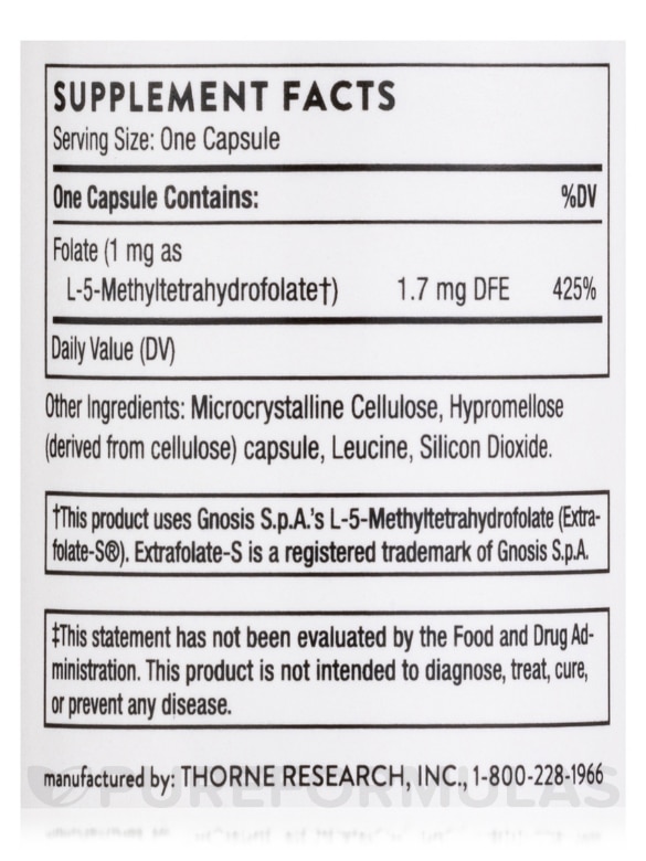 5-MTHF 1 mg - 60 Capsules - Alternate View 4