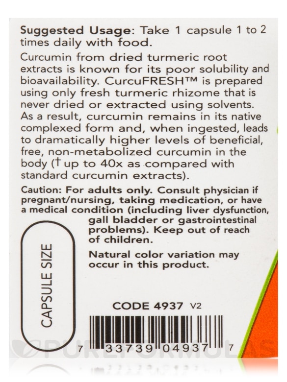 CurcuFRESH™ Curcumin - 60 Veg Capsules - Alternate View 4